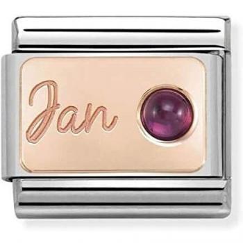 Pulsera Nomination Clásica de Oro Rosa con Charm de Granate de Enero 430508/01 - Joyería Mujer