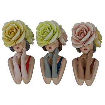 Figura Decorativa DKD Home Decor 14,5 x 11,5 x 28,7 cm Mujer Multicolor (3 Unidades)
