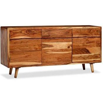 Armario de madera maciza con puertas talladas 160x40x75 cm