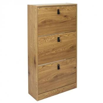 Zapatero de Madera Natural 3 Puertas 117x63x24cm Abbott