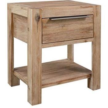 vidaXL Nightstand with Drawer 40x30x48 cm Solid Acacia Wood