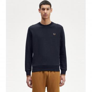 Fred Perry Men's Crew Neck Sweatshirt - Navy/Dark Caramel - Size Medium