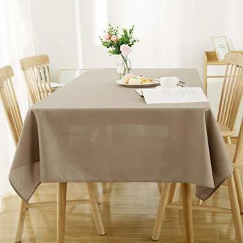 Deconovo Manteles de Mesa Rectangular Efecto Lino para Comedor 130 x 280 cm Caqui Claro