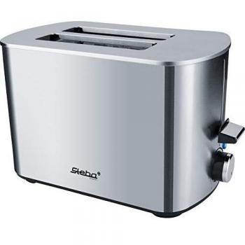 Steba Tostadora automática TO 20 Inox de doble ranura para 2 rebanadas Tostadora antihuellas Carcasa ajustable 7 niveles de tostado 4 funciones: tostadas, descongelación, calentamiento, tope