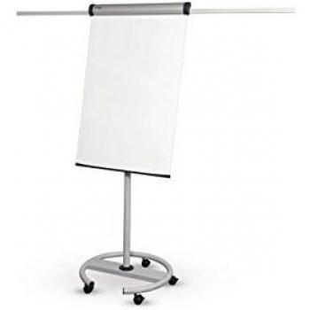 Flipchart Móvil MAULsolid Plus 66x97 cm con 2 Sujetapapeles, Ruedas y Base Redonda, Magnético y Altura Ajustable