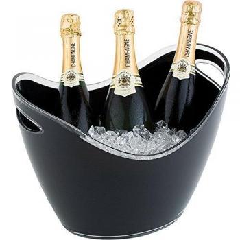 Cubo de Vino y Champán Negro APS - Capacidad para 6 Litros con Asas para 3 Botellas