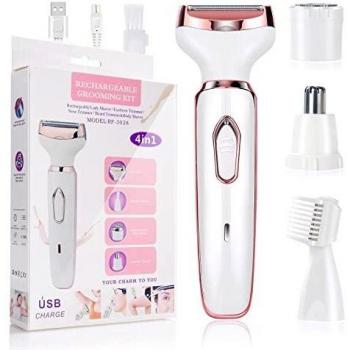 ACWOO Afeitadora Eléctrica para Mujer, 4 in 1 USB Recargable Eléctrico Depiladora sin Dolor, Recortadora Femenina Electrica Impermeable, Rasuradora Mujer para Cara, Nariz, Axilas, Piernas, Bikini