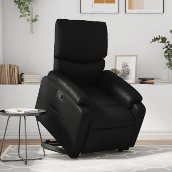 Silla de elevación reclinable de cuero artificial negro Vidaxl