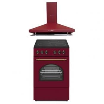 Combo Pack Cocina VTC Roja Rústica 50x50 + Campana H60P Burdeos Alta Gama