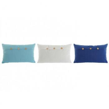 Cojín Home ESPRIT Azul Blanco Azul cielo Mediterráneo 50 x 15 x 30 cm (3 Unidades)