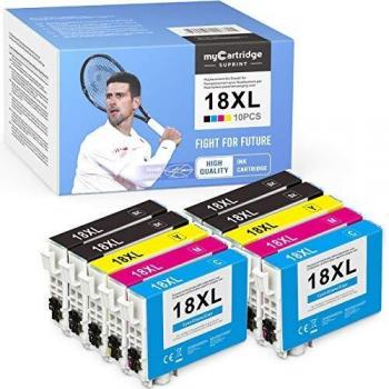 10 myCartridge SUPRINT 18XL Cartuchos de Tinta Compatibles con Epson 18 18XL Color para Epson Expression Home XP-322 XP-215 XP-205 XP-225 XP-305 XP-325 XP-422 XP-405 XP-415 XP-425 XP-315 XP-312