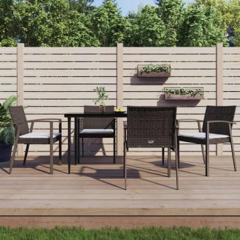 Sillas de jardín con almohadas 4 piezas marrón 56,5x57x83 cm Polyrattan