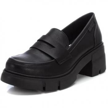 Mocasines de Mujer Refresh 172379 Negro con Tacón Ancho de Goma, Talla 37, Estilo Casual y Clásico