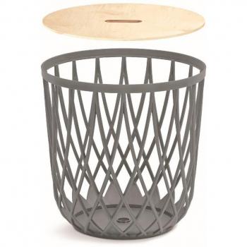 Cesta Multifuncional Prosperplast Uniqubo 55L Plástico Color Piedra Gris Tapa de Madera 44.7x44.7x45 cm