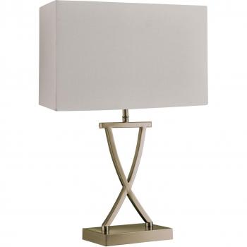 Lámpara de mesa Club de latón envejecido con pantalla rectangular crema E14