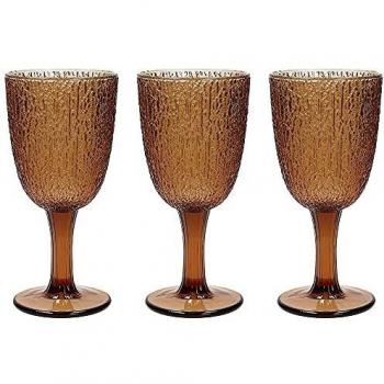 Set 3 Copas de Vidrio Color Ámbar Davor - Diseño Elegante - Apto para Lavavajillas