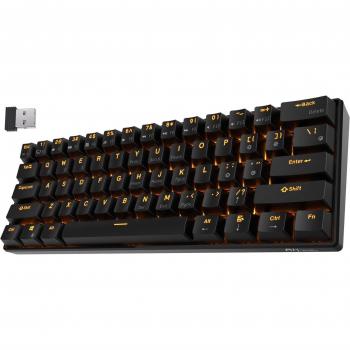 Teclado Mecánico RK ROYAL KLUDGE RK61, Eje Azul, Bluetooth Inalámbrico, Compatible USB, Ligero y Compacto, Con Cable/Inalámbrico Negro