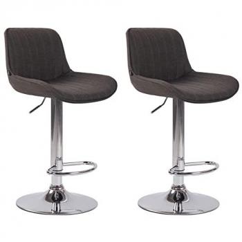 Set de 2 Taburetes de Bar Regulables en Tela Gris Oscuro con Base Cromada