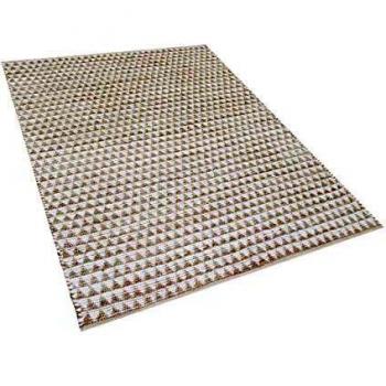 Alfombra Beige de Yute y Algodón Tejida a Mano 160 x 230 cm con Patrón Geométrico