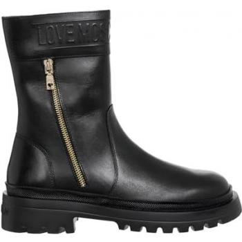 Love Moschino Women's Black HER LOVE Ankle Boots - Mid Height, Zipper Closure