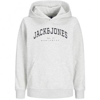 Jack & Jones Caleb Loose Fit Hoodie with Kangaroo Pocket for Boys - Light Grey Melange, Size 152