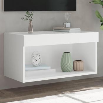 Mueble para TV con luces LED 60x30x30 cm, Mueble de salón, Mesa de TV, color blanco