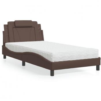Cama con colchón 100x200 cm en cuero sintético marrón Vidaxl