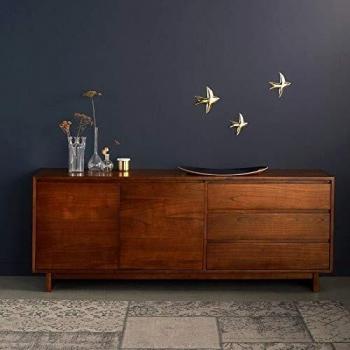 Cómoda de madera maciza de mindi con acabado nogal de 180 cm Berah Getah