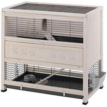 Ferplast - Conejera Jaula para Conejos Cottage, conejera de Interior, Madera Resistente, Dos Pisos espaciosos, Accesorios incluidos, 107.5 x 61.5 x h 102 cm