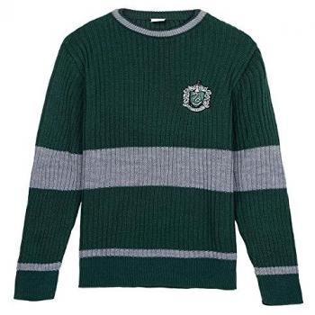 Jersey Punto Tricot Harry Potter Verde - Alta Calidad, Talla L, Cuello Redondo, Manga Larga, Estilo Tricot, Licencia Oficial, Unisex Adulto