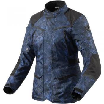 REV'IT! Chaqueta de Moto para Mujer Voltiac 3 H2O Azul Camuflaje - Chaqueta textil impermeable, transpirable, con protección en hombros y codos, ajuste ergonómico, ventilación