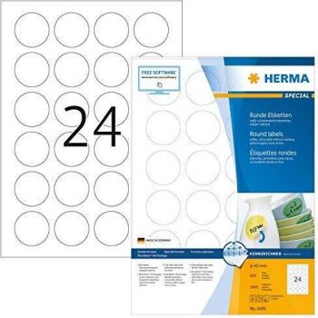 Herma 4476 - Pack de 2400 etiquetas, diámetro 40 mm, color blanco