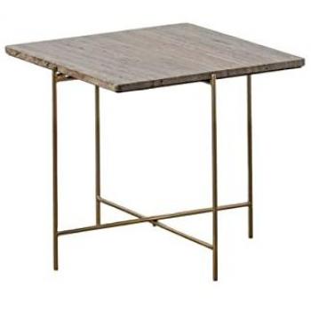Mesa de Centro Mármol Hierro 50x50x45 cm Marrón