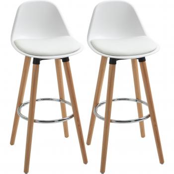 Pack de 2 Taburetes Altos Pernik Homcom con Respaldo Blanco 91x40x42 cm