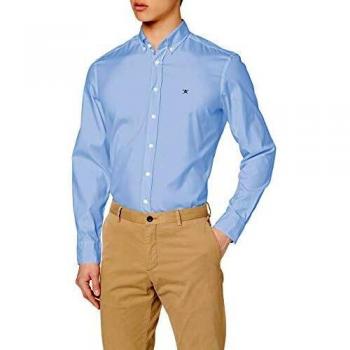 Hackett London Continuity Wsh/Oxford Camisa Hombre, Azul