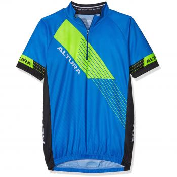 Altura Camiseta de Manga Corta para Ciclismo de niño, Infantil, Youth Sportive Short Sleeve Jersey, Azul y Negro