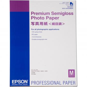 Epson Premium Semigloss Photo Paper, tipo de producto: papel fotográfico semibrillante, tamaño DIN A2 (0,420 x 0,594 m), gramaje 250 g/m², cantidad 25 hojas