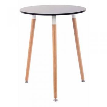 Mesita Auxiliar Amalie Ø60 cm en Estilo Nórdico, Tablero de MDF y Base de Madera, Color Negro/Natural