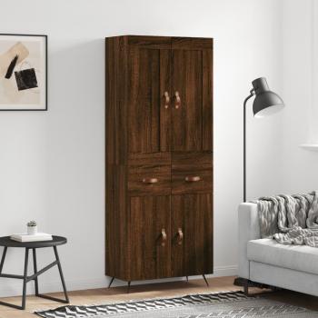 Aparador Alto de Madera Contrachapada Marrón Roble 69,5x34x180 cm