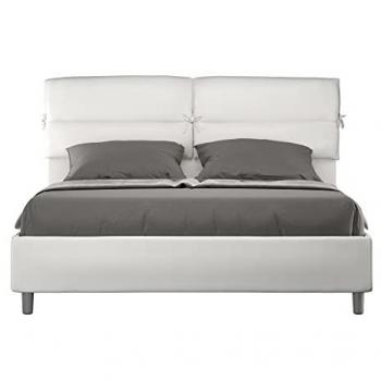 Cama Contenedor Tapizada en Simil Piel Blanca Nandy 160x190