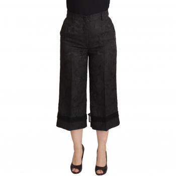 Dolce & Gabbana Black Brocade Cropped High Waist Pants - IT42|M