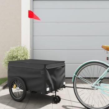 Remolque para bicicleta de hierro negro 30 kg Vidaxl