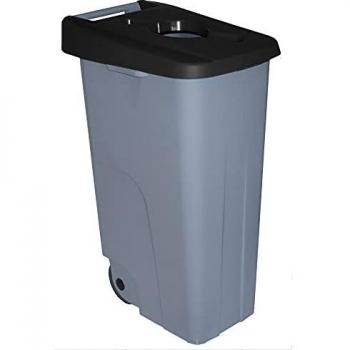 Denox DEN017 Contenedor Reciclo 110 litros Abierto, Negro, 420x570x880 mm
