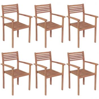 Stackable Garden Chairs Set of 6 in Solid Teak Wood