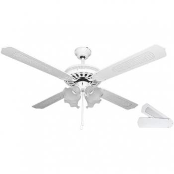 Ventilador de techo Orbegozo con luz, 4 palas reversibles, diámetro 132 cm, potencia de 60 W y 3 velocidades, color blanco