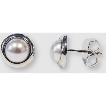 Pendientes Basic Bisel perla mabe 8mm