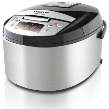 Taurus Top Cuisine Máquina de cocinar programable, cubeta extraíble 5 L, 12 Temporizador 24h, programas Especiales, Acero Inoxidable, Plata