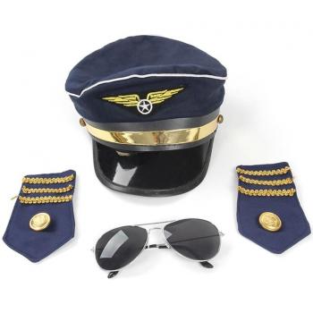 Kit de Piloto Aéreo Completo: Gorra, Gafas y Insignias de Hombros
