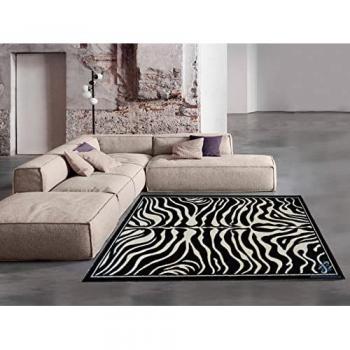 Alfombra Moderna de Salón Diseño Cebra | Pelo Corto Polipropileno 100% Lavable | Varias Medidas para Salón, Dormitorio, Comedor o Habitación