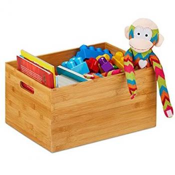 Cajas de Almacenaje de Bambú Natural, Estables y Abiertas, Organizador sin Tapa para Baño y Cocina - Set de 4 (21x40x30 cm)